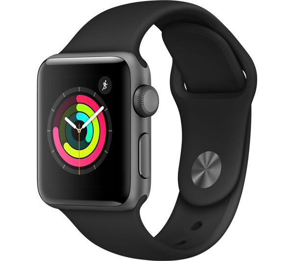 APPLE Watch Series 3 - Space Grey & Black Sports Band, 38 mm image number 0