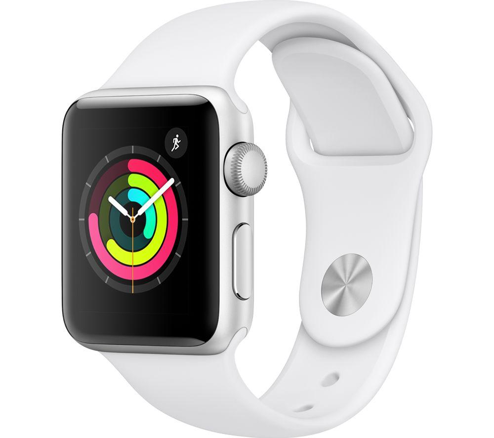 Buy APPLE Watch Series 3 - Silver \u0026 White Sports Band, 38 mm | Currys