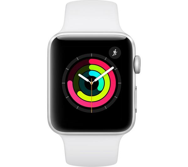 Buy APPLE Watch Series 3 - Silver & White Sports Band, 38 mm | Currys
