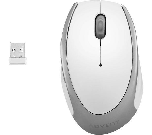 ADVENT AMWLWH19 Wireless Optical Mouse - White & Silver image number 0