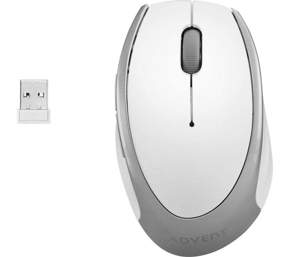 Image of ADVENT AMWLWH19 Wireless Optical Mouse - White & Silver