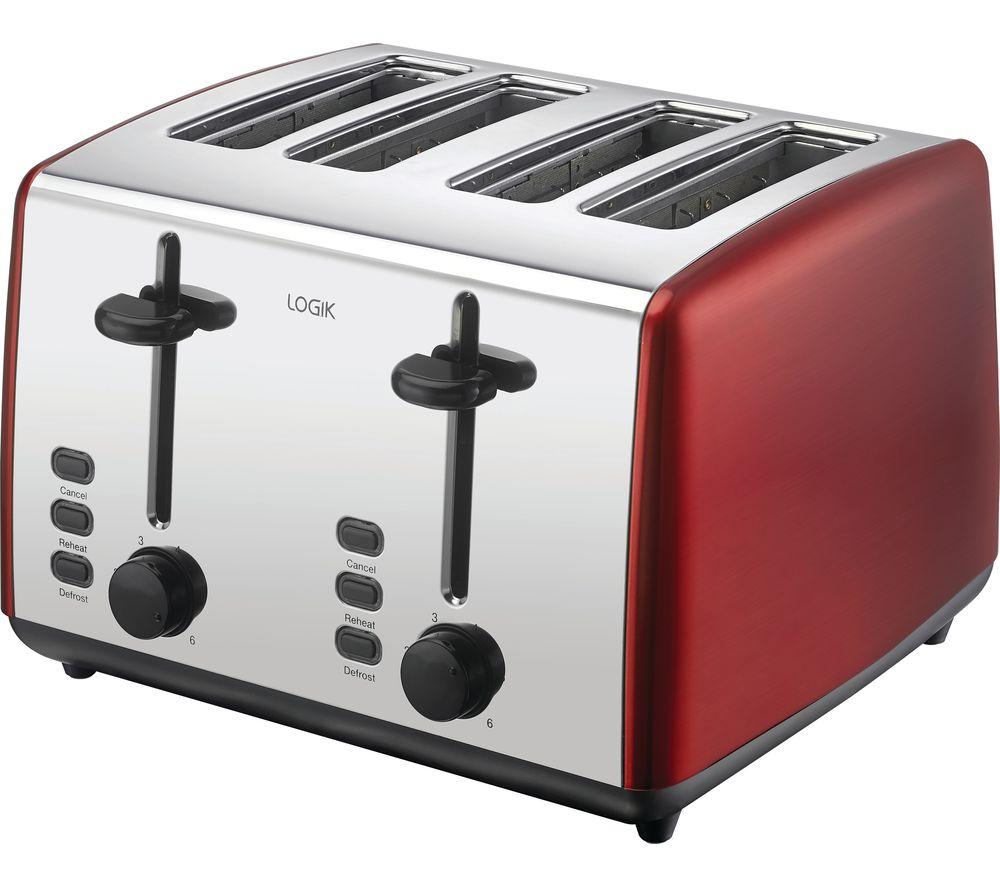 LOGIK L04TR19 4-Slice Toaster - & Silver | Currys