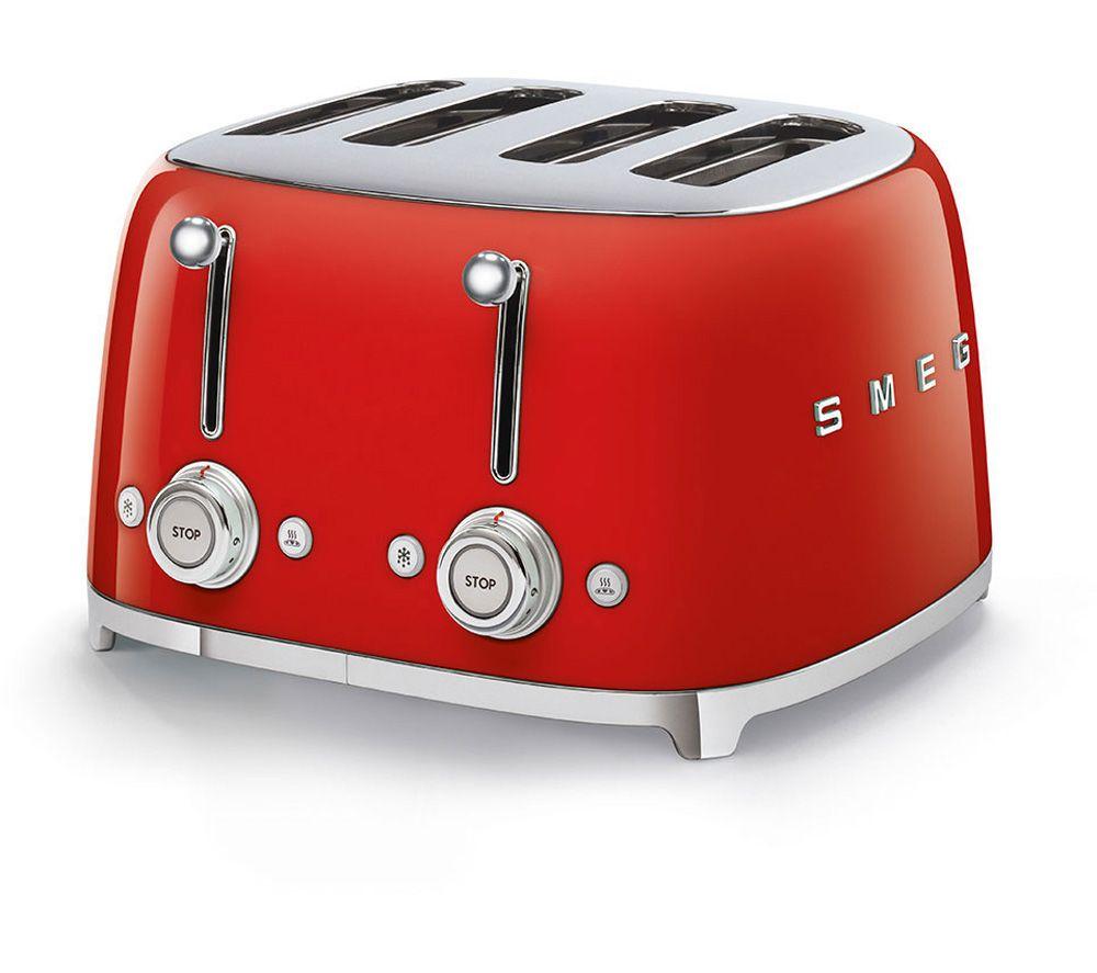 SMEG 50s Retro Style TSF03RDUK 4-Slice Toaster - Red, Red