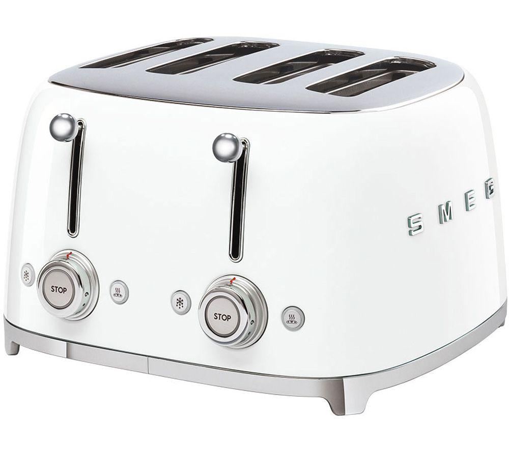 SMEG 50s Retro Style TSF03WHUK 4-Slice Toaster - White, White