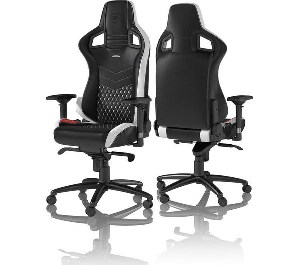 NOBLECHAIRS EPIC Real Leather Gaming Chair – Black, White & Red image number 1