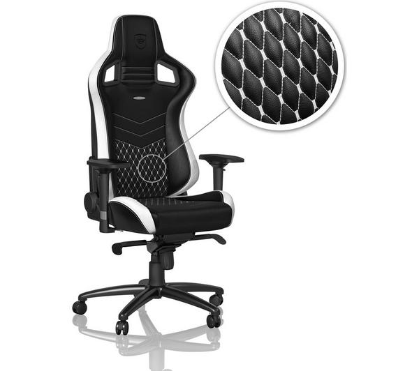 NOBLECHAIRS EPIC Real Leather Gaming Chair – Black, White & Red image number 4