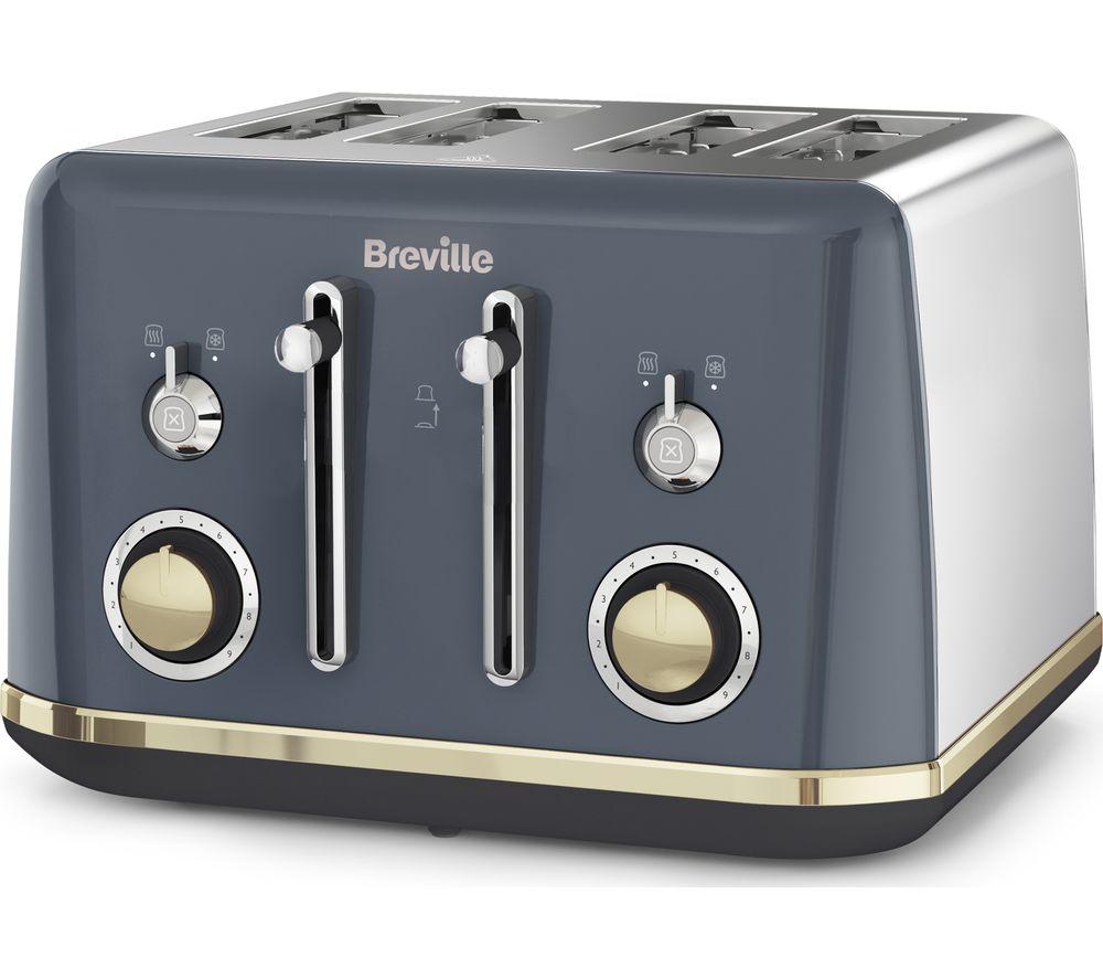 BREVILLE Mostra VTT931 4-Slice Toaster - Grey & Gold, Silver/Grey,Gold