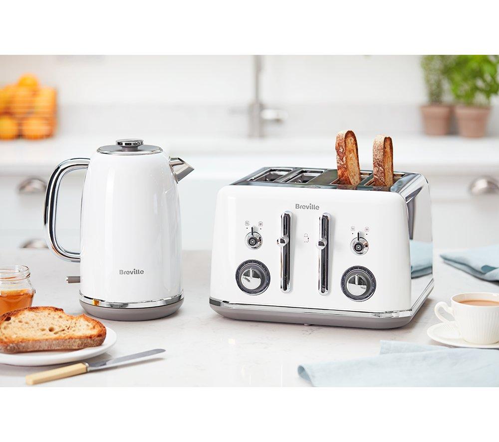 BREVILLE Mostra VTR048 4-Slice Toaster - White & Chrome image number 3 of 4