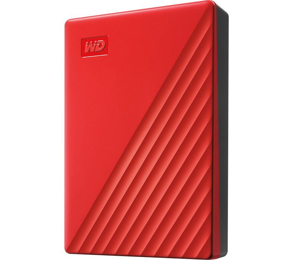 WD My Passport Portable Hard Drive - 4 TB, Red, Red