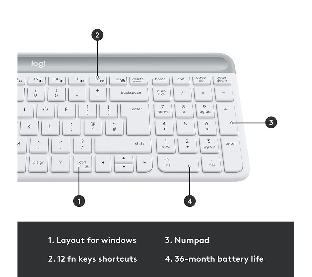 LOGITECH MK470 Wireless Keyboard and Mouse Set - Off-White image number 6 of 10