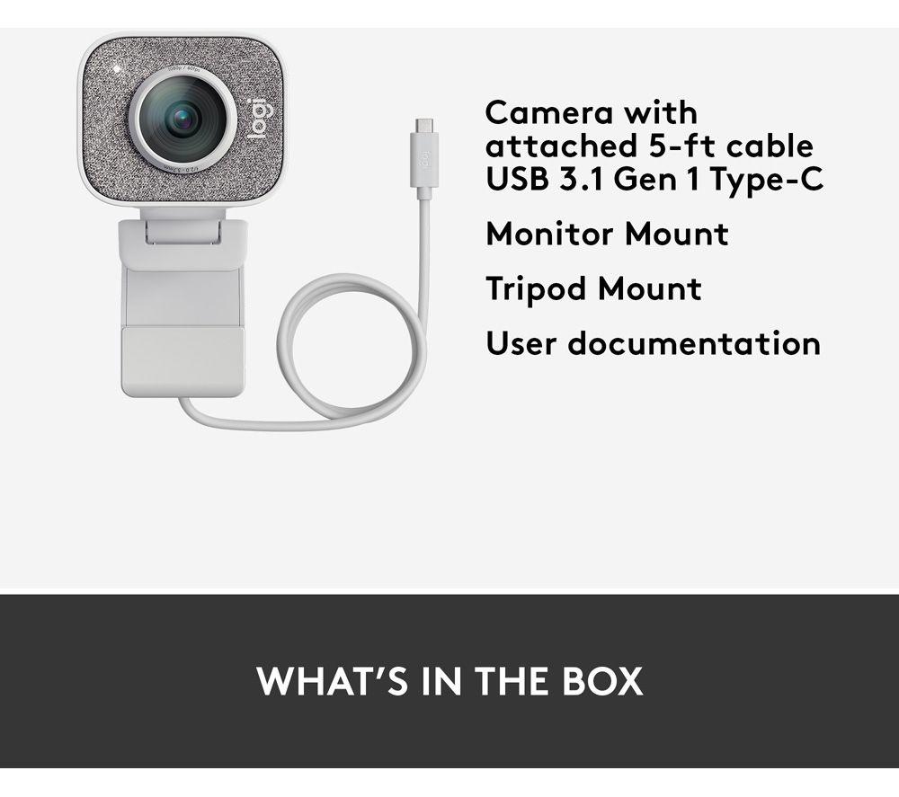 Buy LOGITECH StreamCam Full HD USB-C Webcam - White | Currys