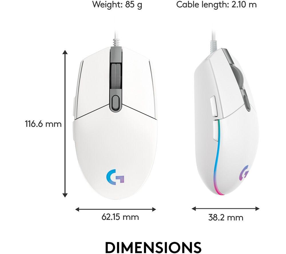 LOGITECH G203 Lightsync Optical Gaming Mouse - White image number 11 of 13