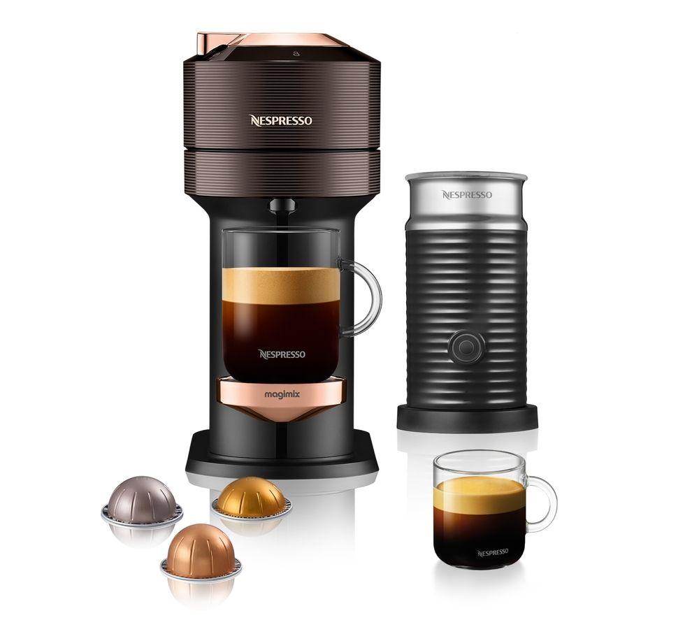 Coffee pod machines with milk clearance frother