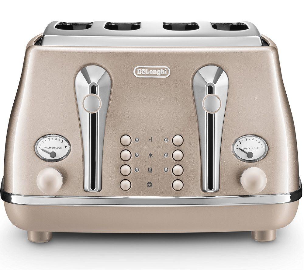 DELONGHI Icona Metallics CTOT4003.BG 4-Slice Toaster - Gold