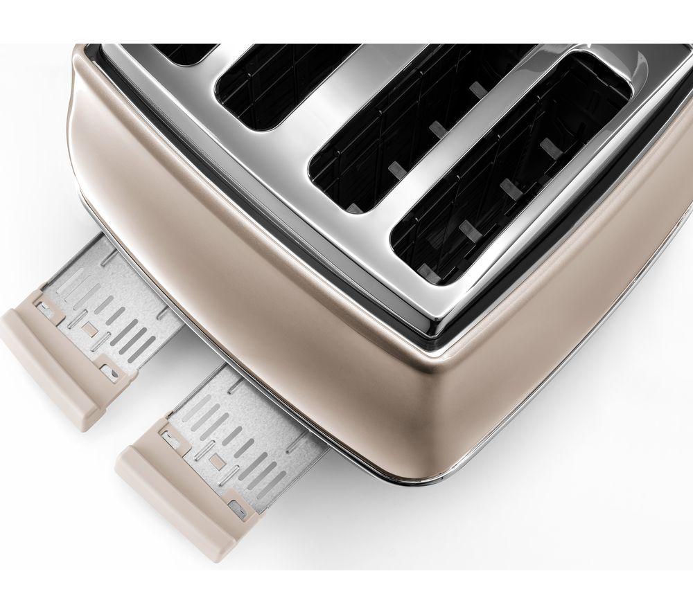 DELONGHI Icona Metallics CTOT4003.BG 4-Slice Toaster - Beige image number 6 of 7