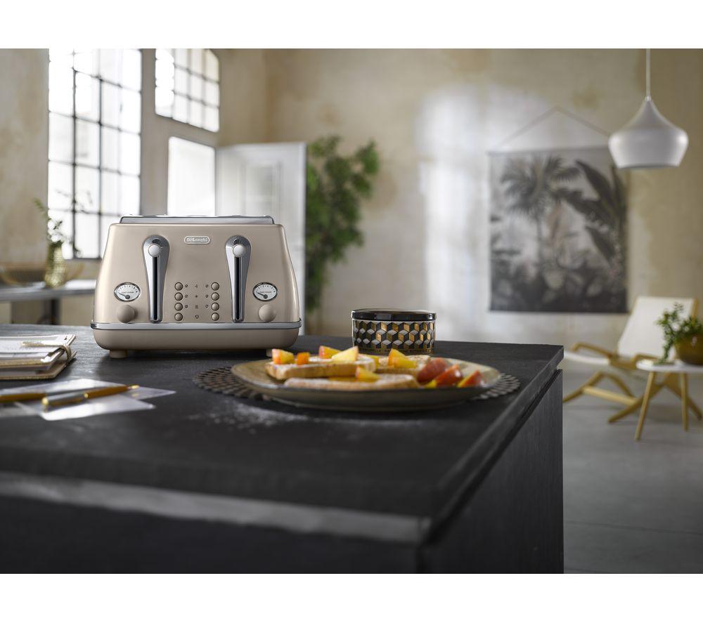 DELONGHI Icona Metallics CTOT4003.BG 4-Slice Toaster - Beige image number 7 of 7