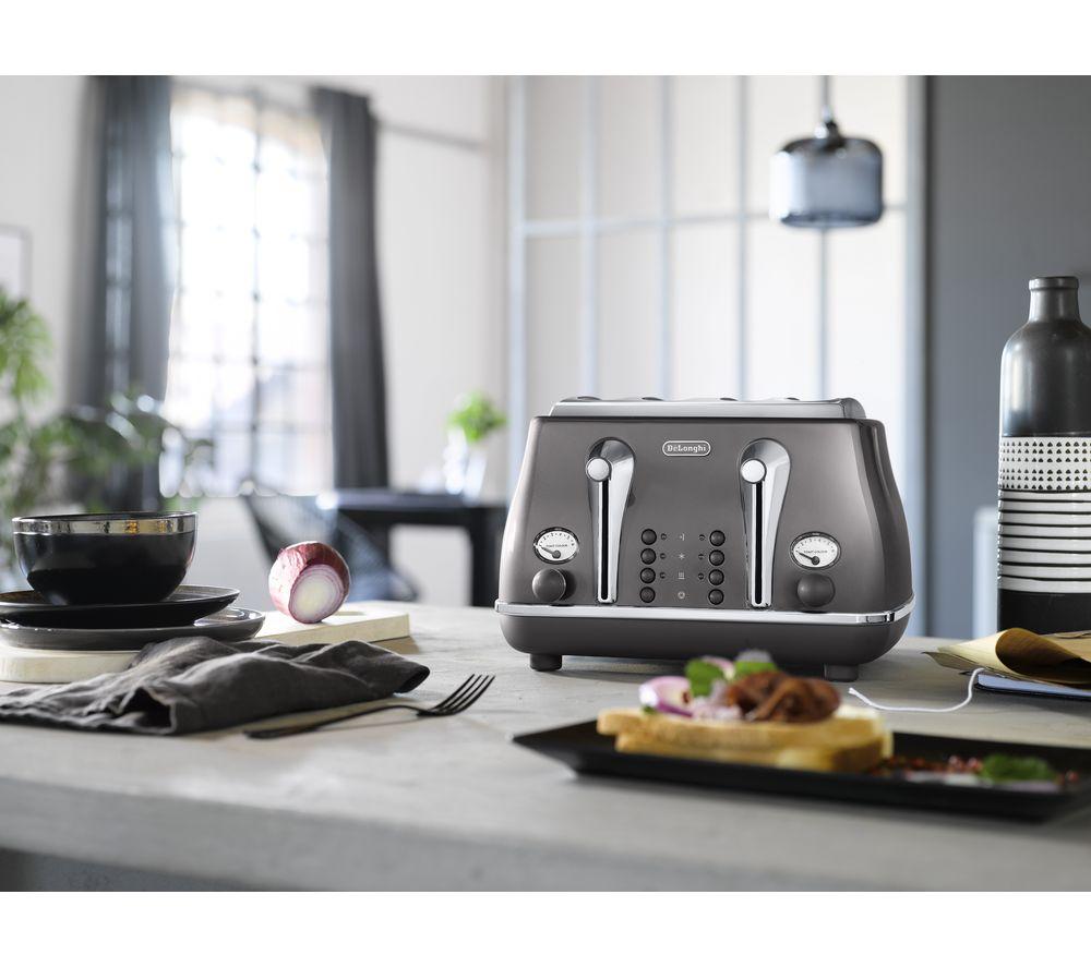 DELONGHI Icona Metallics CTOT4003.GY 4-Slice Toaster - Grey image number 7 of 7