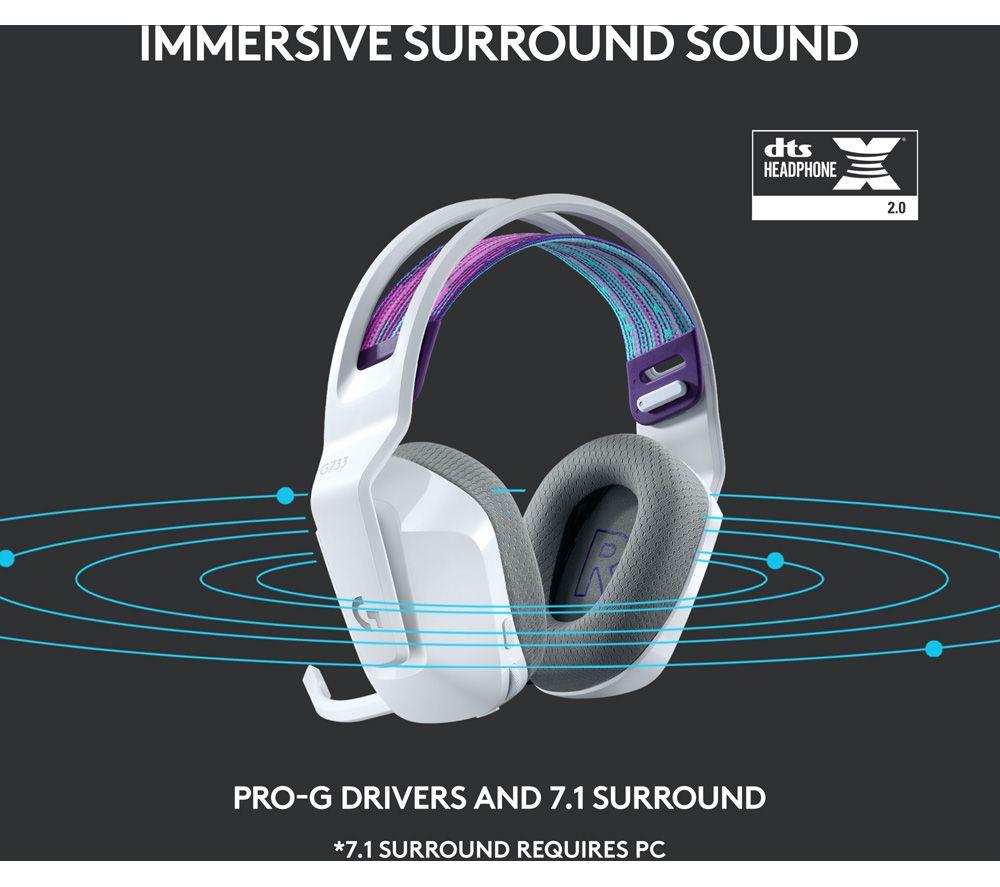 LOGITECH G733 LIGHTSPEED Wireless Gaming Headset - White image number 4 of 13