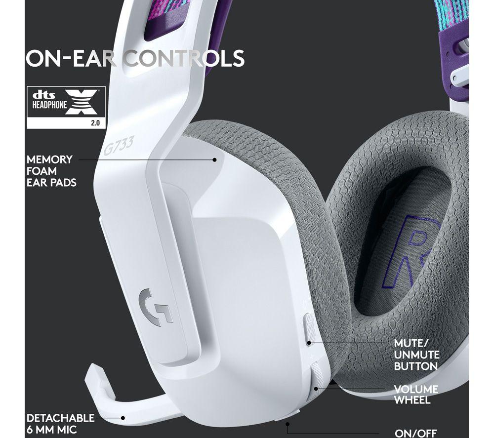 LOGITECH G733 LIGHTSPEED Wireless Gaming Headset - White image number 8 of 13