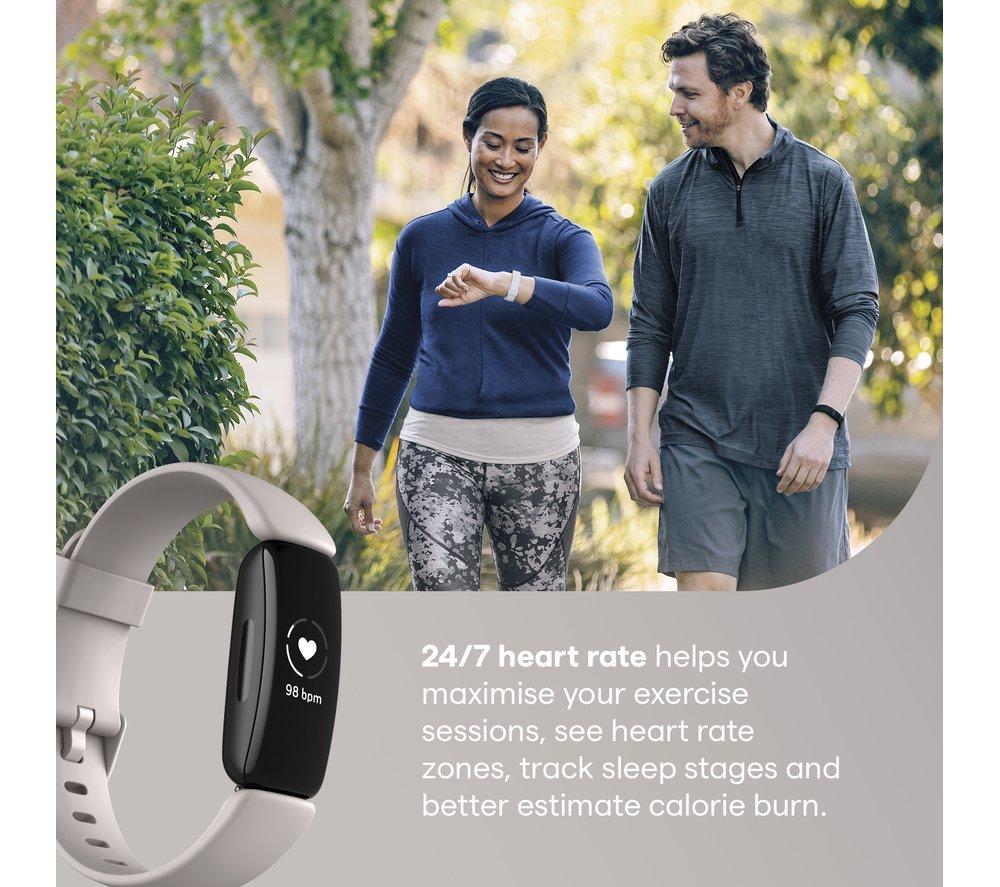  Fitbit Inspire 2 Health & Fitness Tracker with a Free 1-Year  Premium Trial, 24/7 Heart Rate, Lunar White, One Size (S & L Bands  Included) : Sports & Outdoors