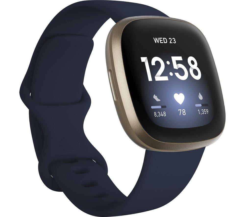 FITBIT Versa 3 Smart Watch with Alexa & Google Assistant - Midnight & Soft  Gold