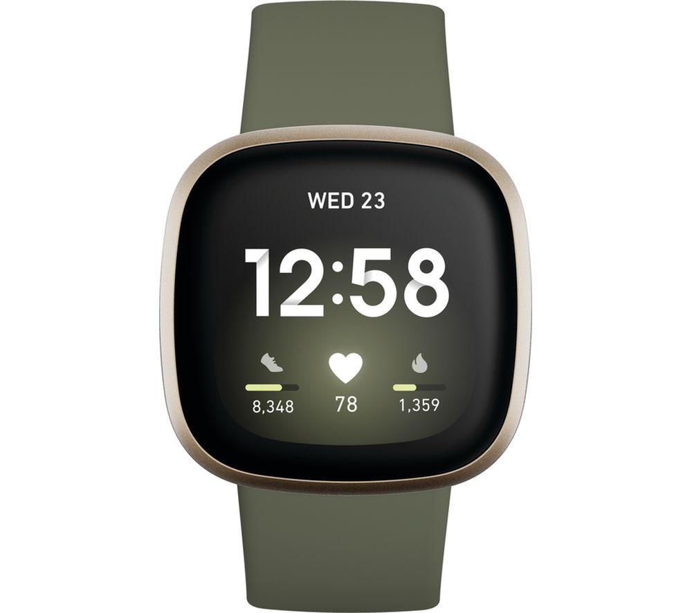 FITBIT Versa 3 Smart Watch with Alexa Google Assistant Soft Gold Olive