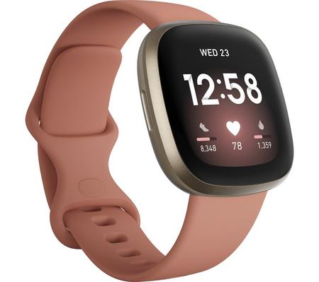 FITBIT Versa 3 Smart Watch with Alexa & Google Assistant - Pink Clay & Soft Gold