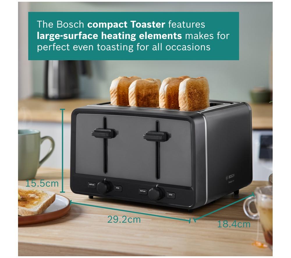 BOSCH DesignLine Ergo TAT5P445GB 4-Slice Toaster &ndash; Anthracite image number 2 of 12