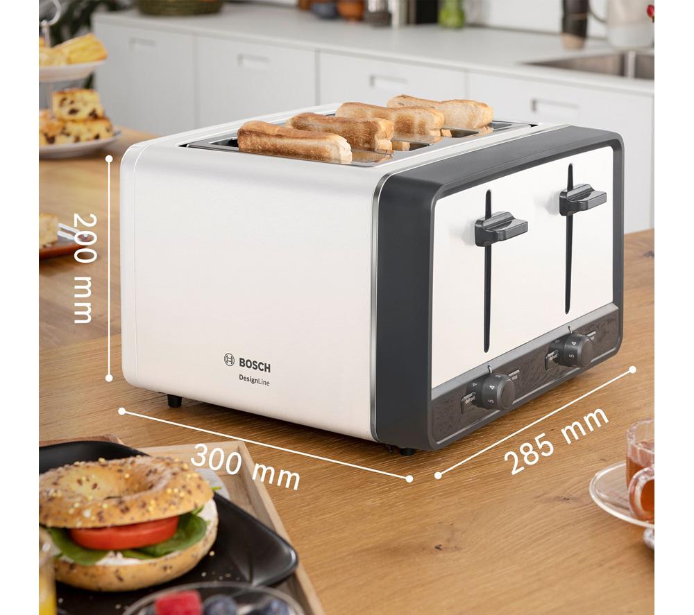 Buy BOSCH DesignLine Ergo TAT5P441GB 4-Slice Toaster – White Currys