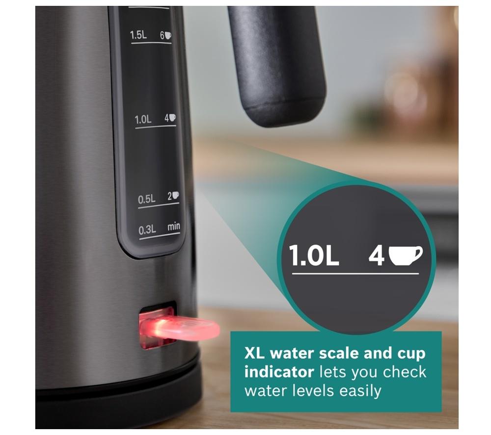 BOSCH DesignLine Ergo TWK5P475GB Cordless Jug Kettle - Black & Anthracite image number 5 of 11