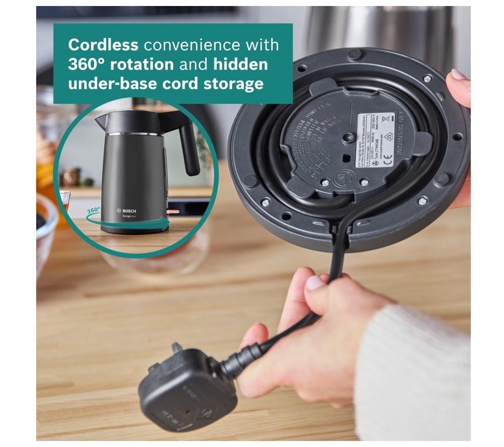 BOSCH DesignLine Ergo TWK5P475GB Cordless Jug Kettle - Black & Anthracite image number 7 of 11