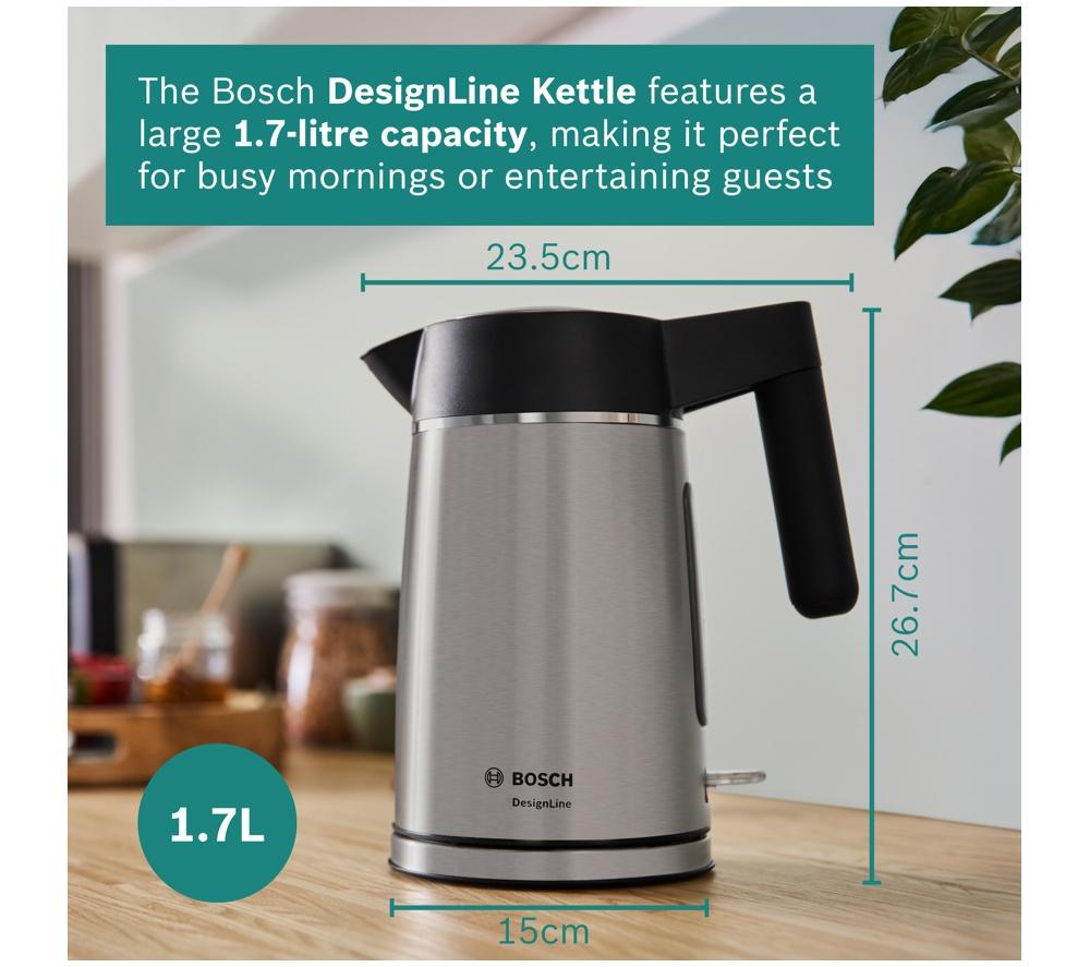 BOSCH DesignLine Ergo TWK5P480GB Cordless Jug Kettle - Black & Silver image number 2 of 10