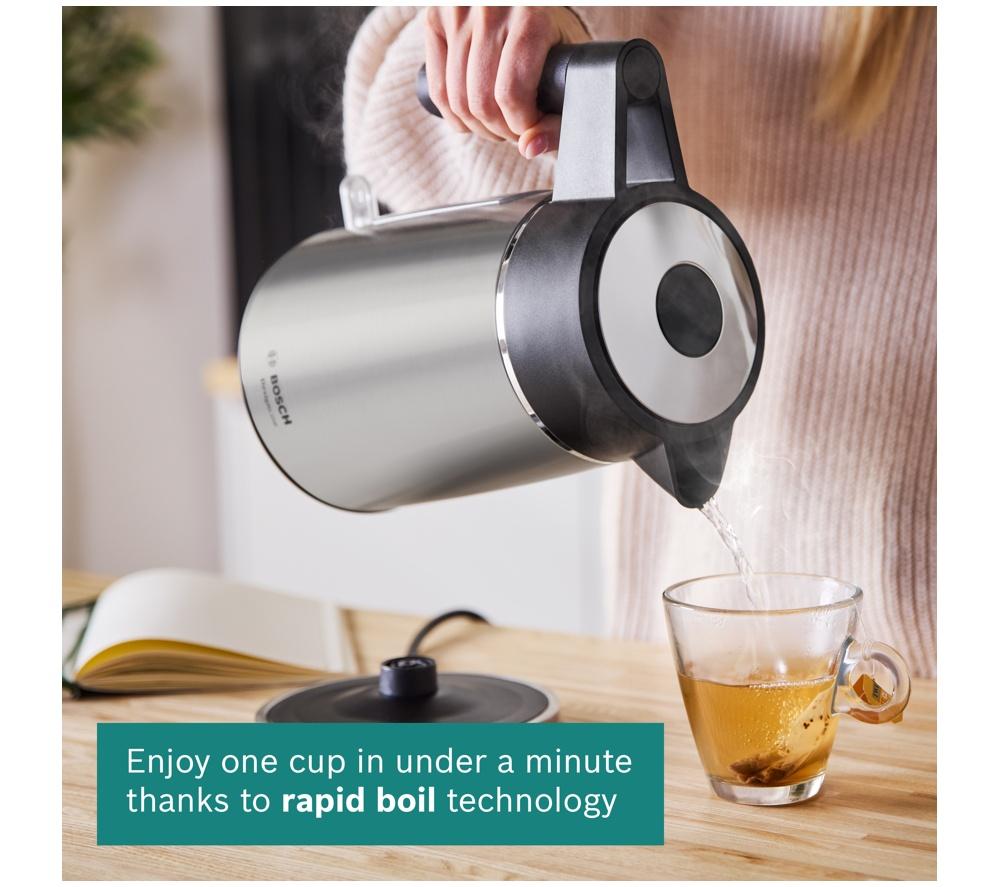 BOSCH DesignLine Ergo TWK5P480GB Cordless Jug Kettle - Black & Silver image number 4 of 10