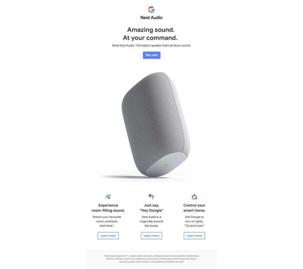 Buy GOOGLE Nest Audio with Google Assistant - Charcoal | Currys