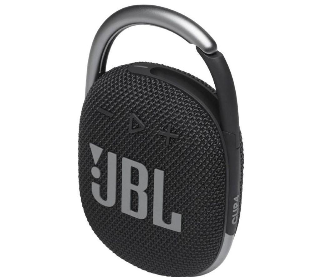 JBL Clip 4 - Bluetooth portable speaker with integrated carabiner, waterproof and dustproof, up to 10 hours of wireless music streaming, in black