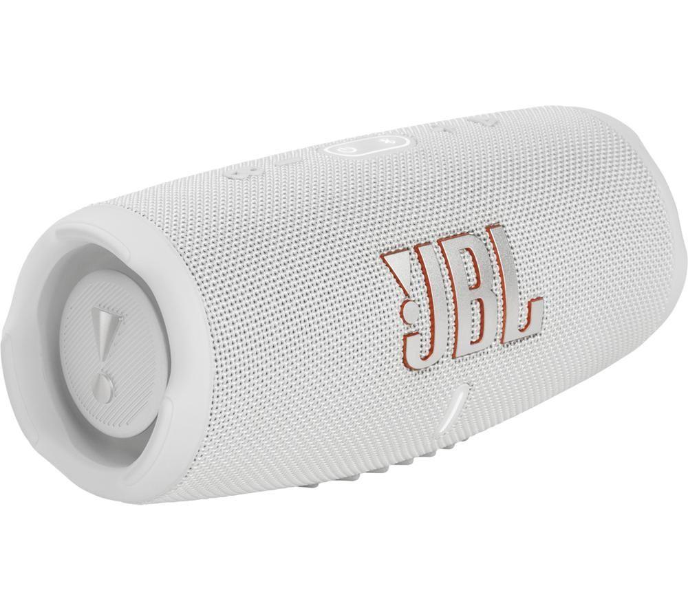 JBL Charge 5 - Portable Bluetooth Speaker with deep bass, IP67 waterproof and dustproof, 20 hours of playtime, built-in powerbank, in white