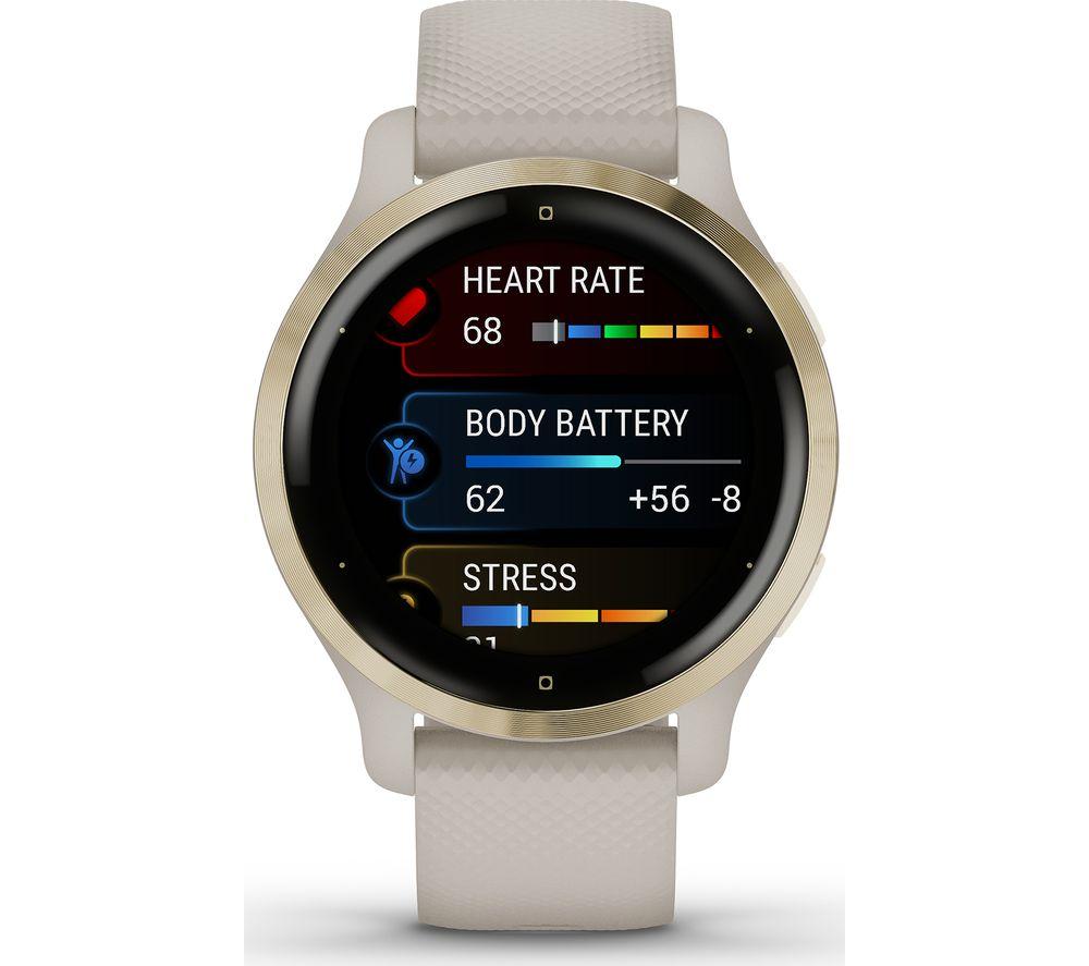 Garmin venu smartwatch light online sand with rose gold