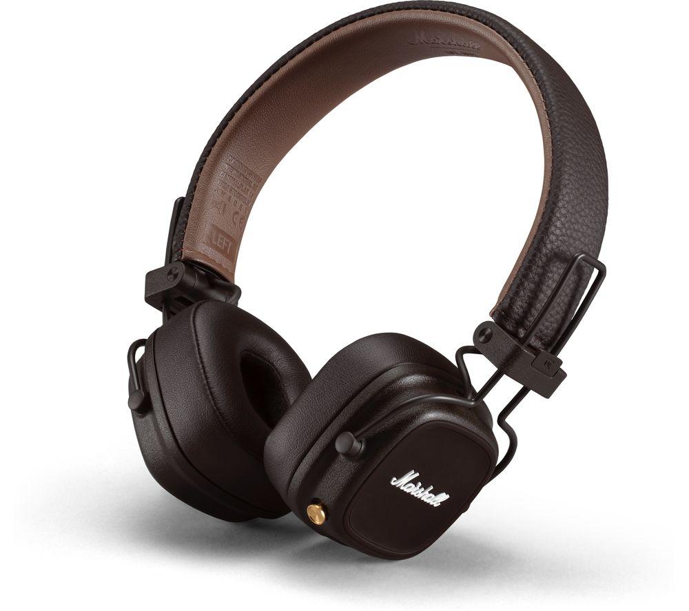 Marshall Major IV On Ear Bluetooth Headphones, Wireless Earphones, Foldable, 80 Hours Wireless playtime- Brown