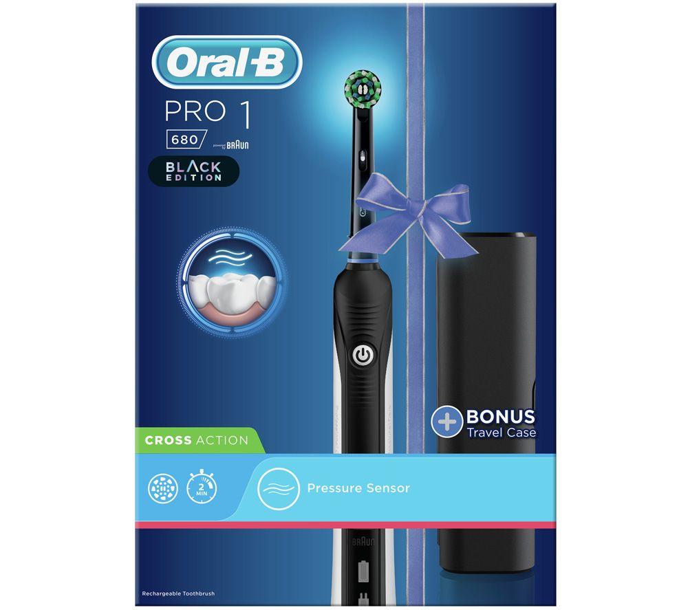 ORAL-B CrossAction PRO 1 680 Electric Toothbrush - Design Edition Black image number 2 of 4