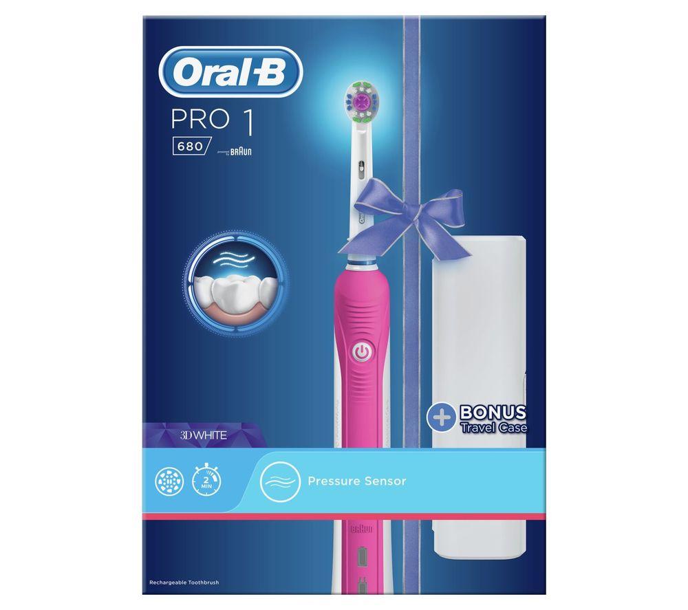 ORAL-B CrossAction Pro 1 680 Electric Toothbrush - Pink image number 3 of 3