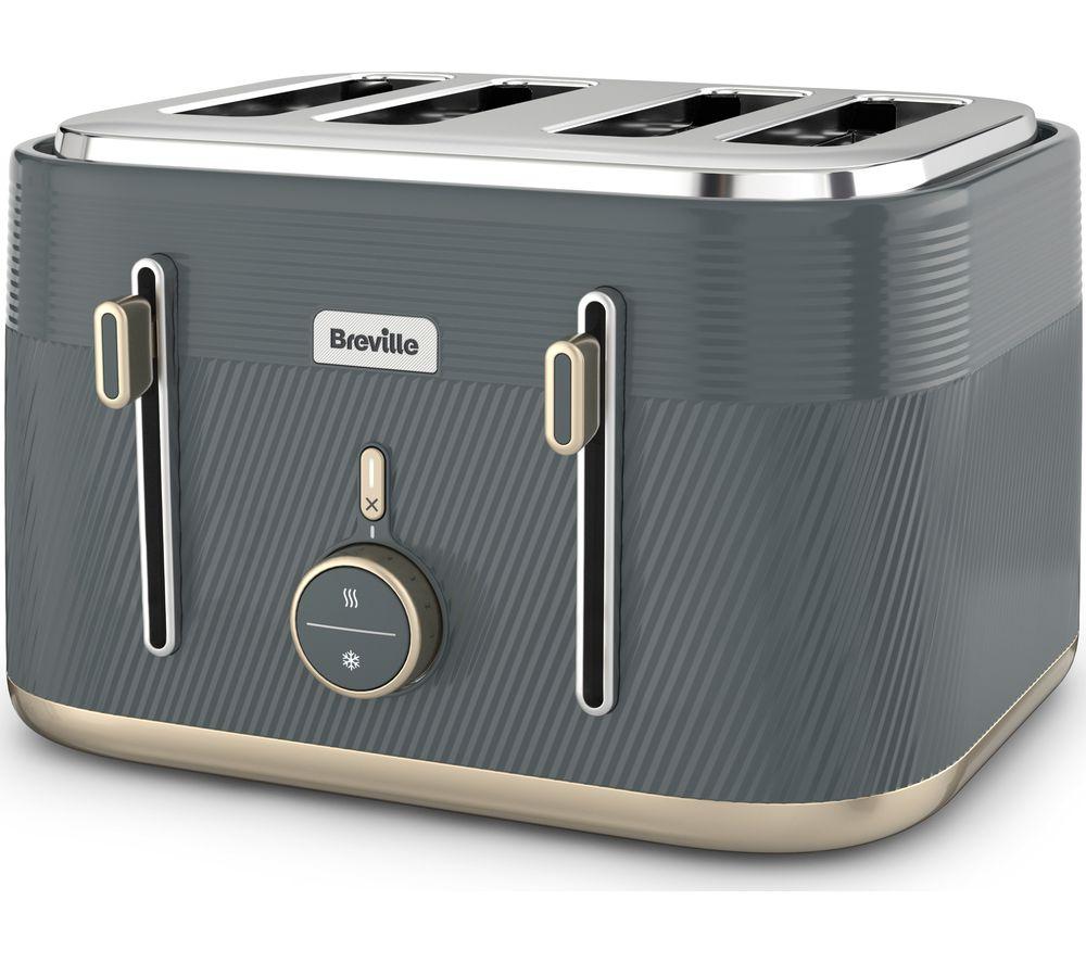 BREVILLE Obliq VTT972 4-Slice Toaster - Grey & Gold, Silver/Grey,Gold