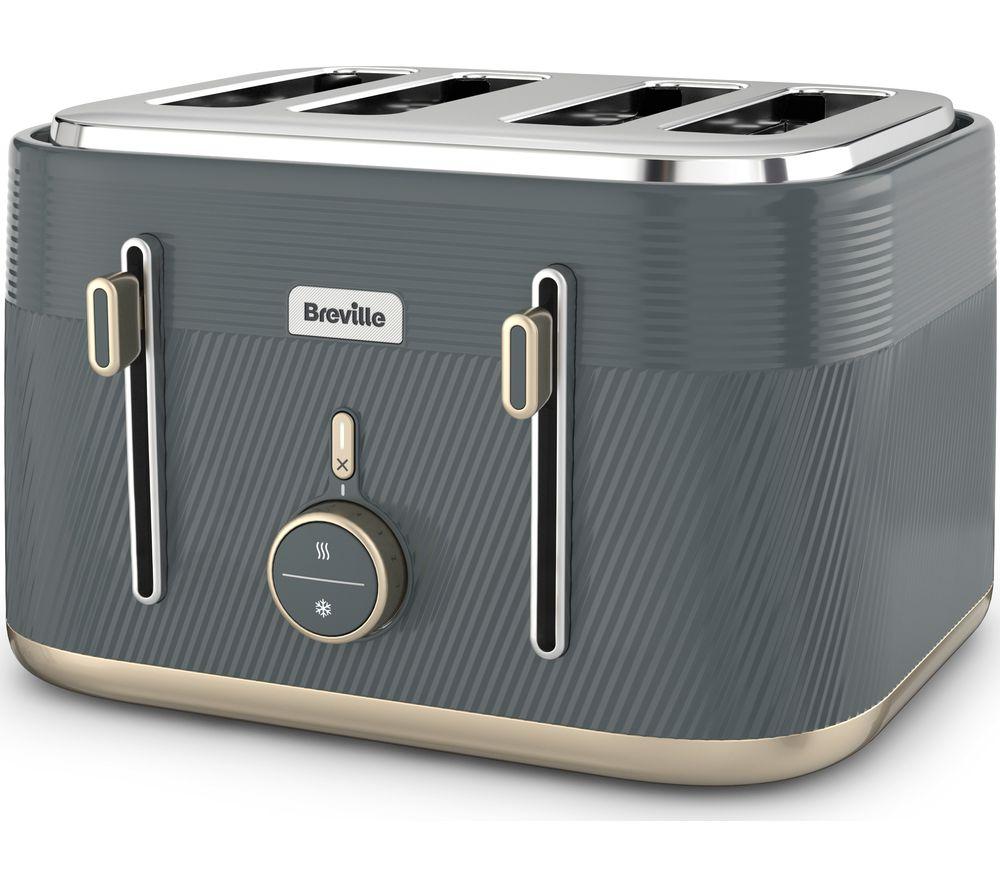 BREVILLE Obliq VTT972 4-Slice Toaster - Grey & Gold