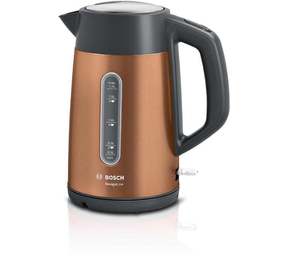 BOSCH DesignLine Plus TWK4P439GB Cordless Jug Kettle - Copper, Black,Silver/Grey