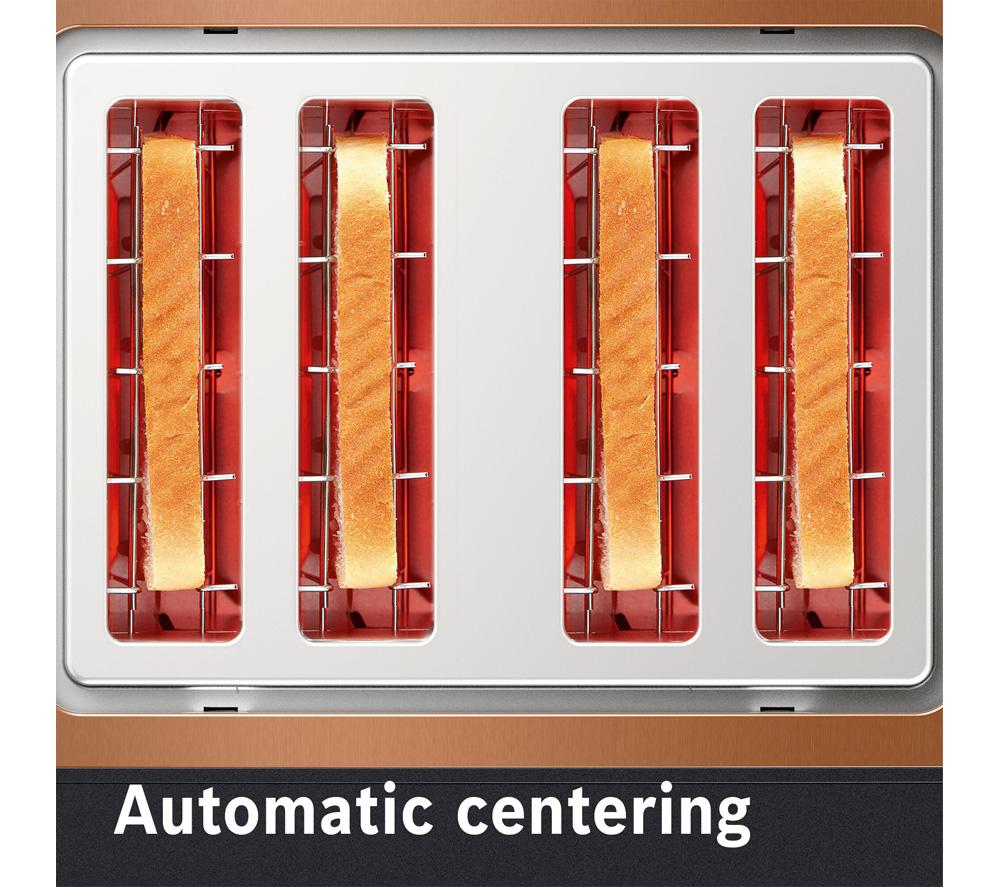 BOSCH DesignLine Plus TAT4P449GB 4-Slice Toaster - Copper image number 6 of 10