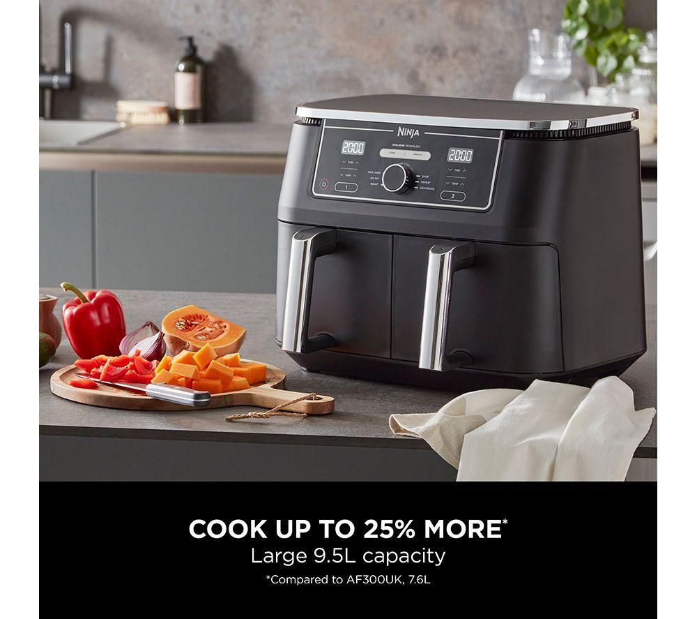 NINJA Foodi MAX [AF400EU] Dual Zone Oil-Free Deep Fryer, 9.5L Capacity, 2  Drawers, 6 Cooking Modes, Black