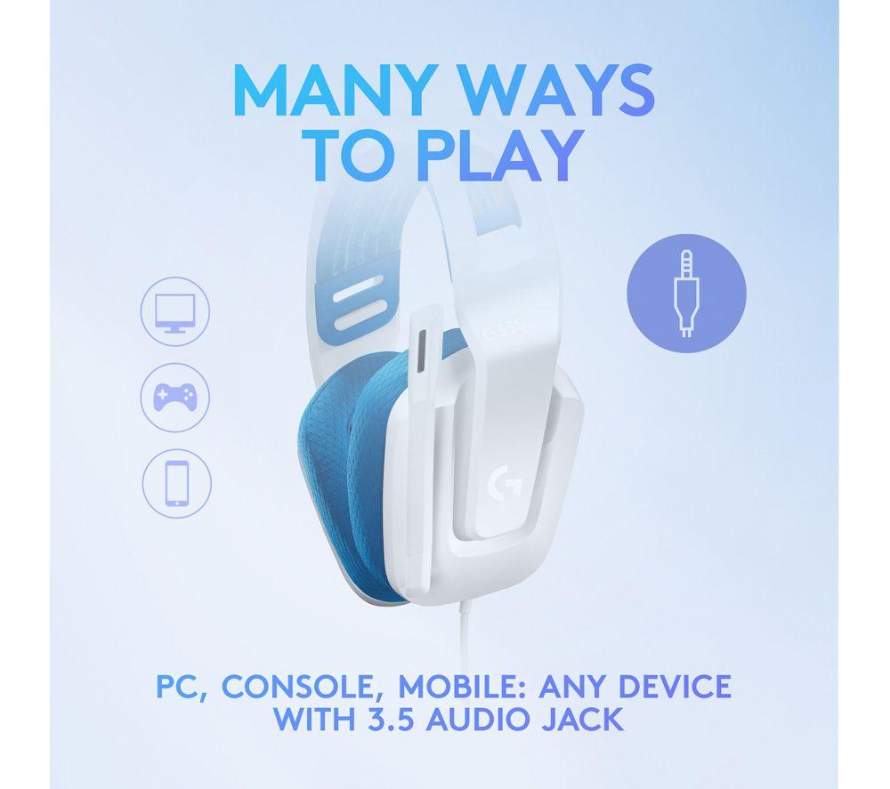 LOGITECH G335 Gaming Headset - White & Blue image number 7 of 11