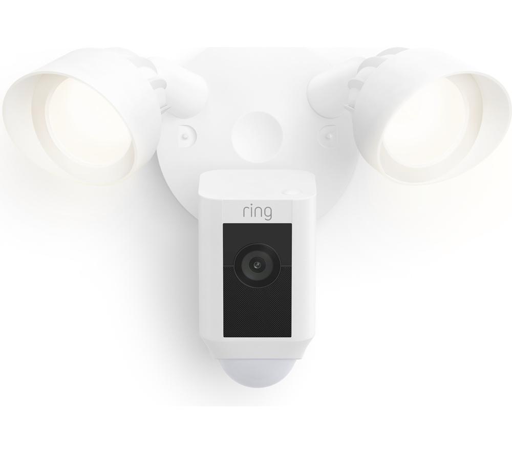 Ring Floodlight Cam Wired Plus by Amazon | Outdoor Security Camera 1080p HD Video, LED Floodlights, Siren, Wifi, Hardwired | alternative to CCTV system | 30-day free trial of Ring Protect | White