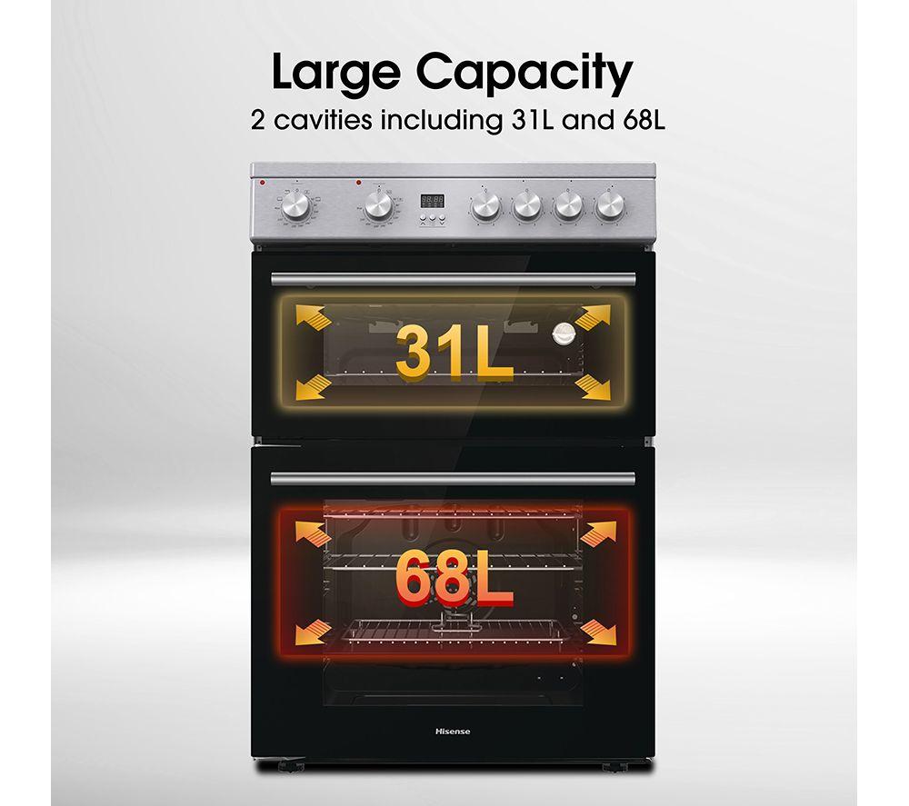HISENSE HDE3211BXUK 60 cm Electric Ceramic Cooker - Black & Stainless Steel image number 2 of 14