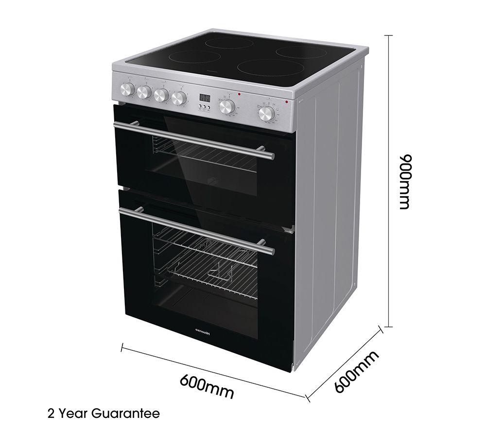 HISENSE HDE3211BXUK 60 cm Electric Ceramic Cooker - Black & Stainless Steel image number 13 of 14