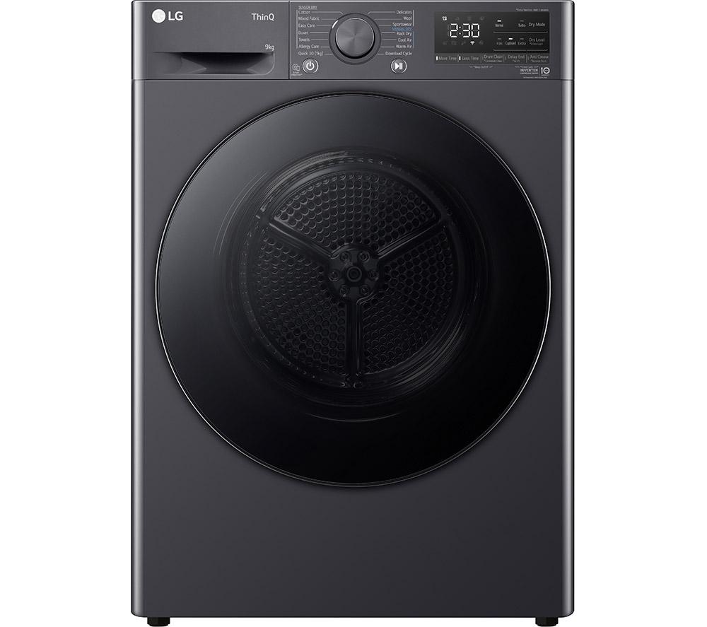 LG V7 DUAL Dry FDV709GN WiFi-enabled 9 kg Heat Pump Tumble Dryer - Slate Grey, Silver/Grey